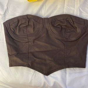Forever 21 dark brown zip up strapless corset top